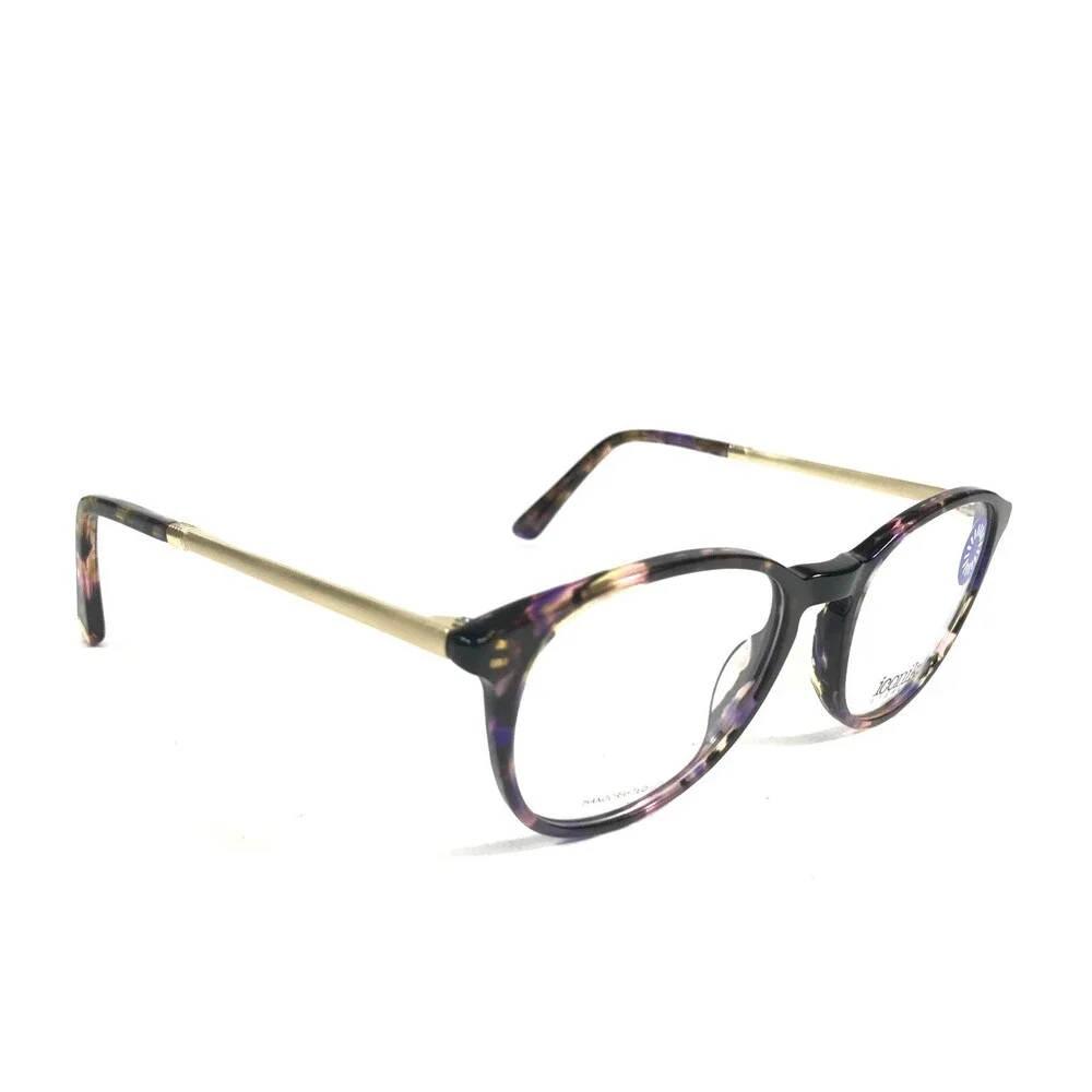 Iconik Eyeglasses Frames Ashley C3 Purple Tortoise Gold Round Full Rim 49-18-147